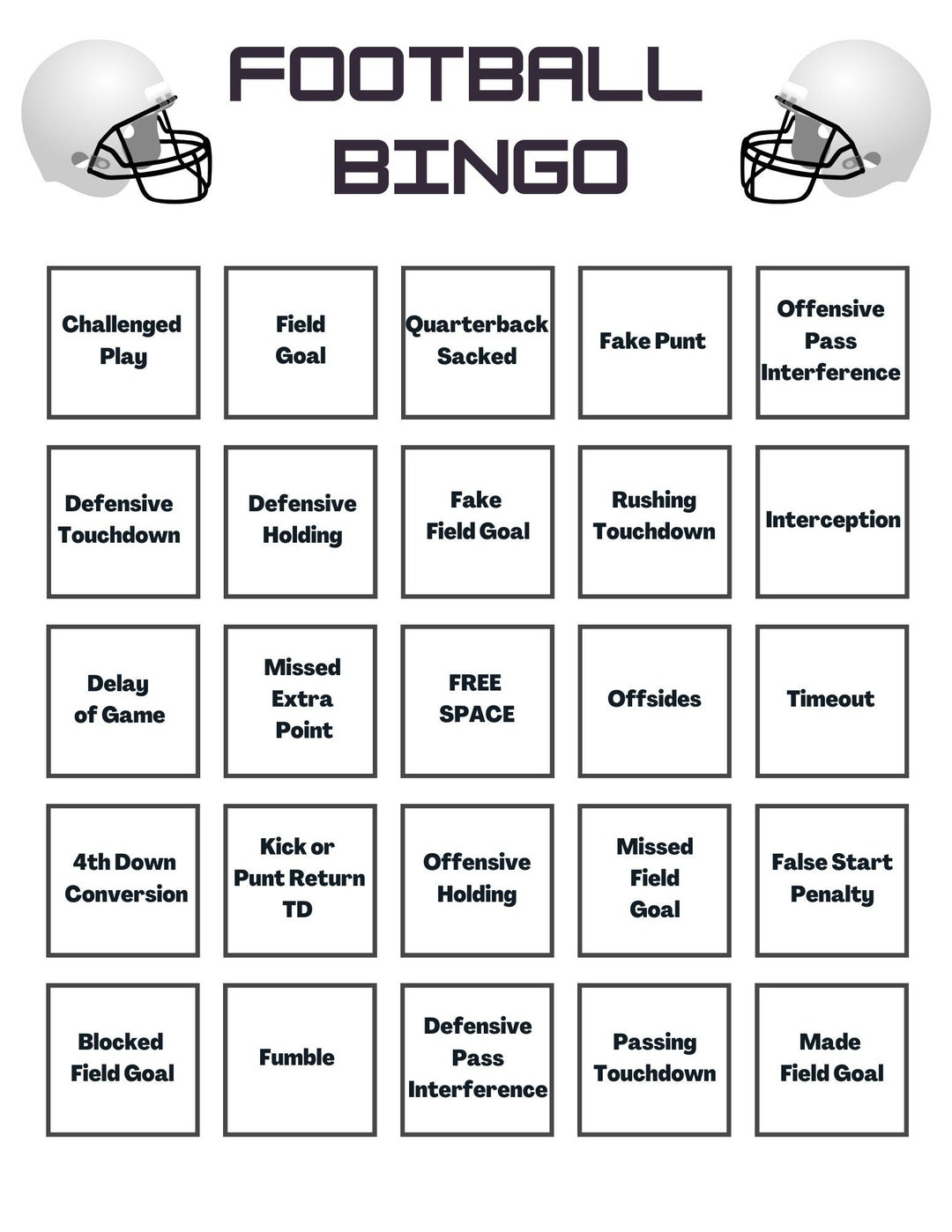 20 Druckbare Fußball Bingo Karten | Super Bowl Party | Fußballparty | Einfach Sofort Download Jetzt - Etsy.de regarding Printable Football Bingo Cards