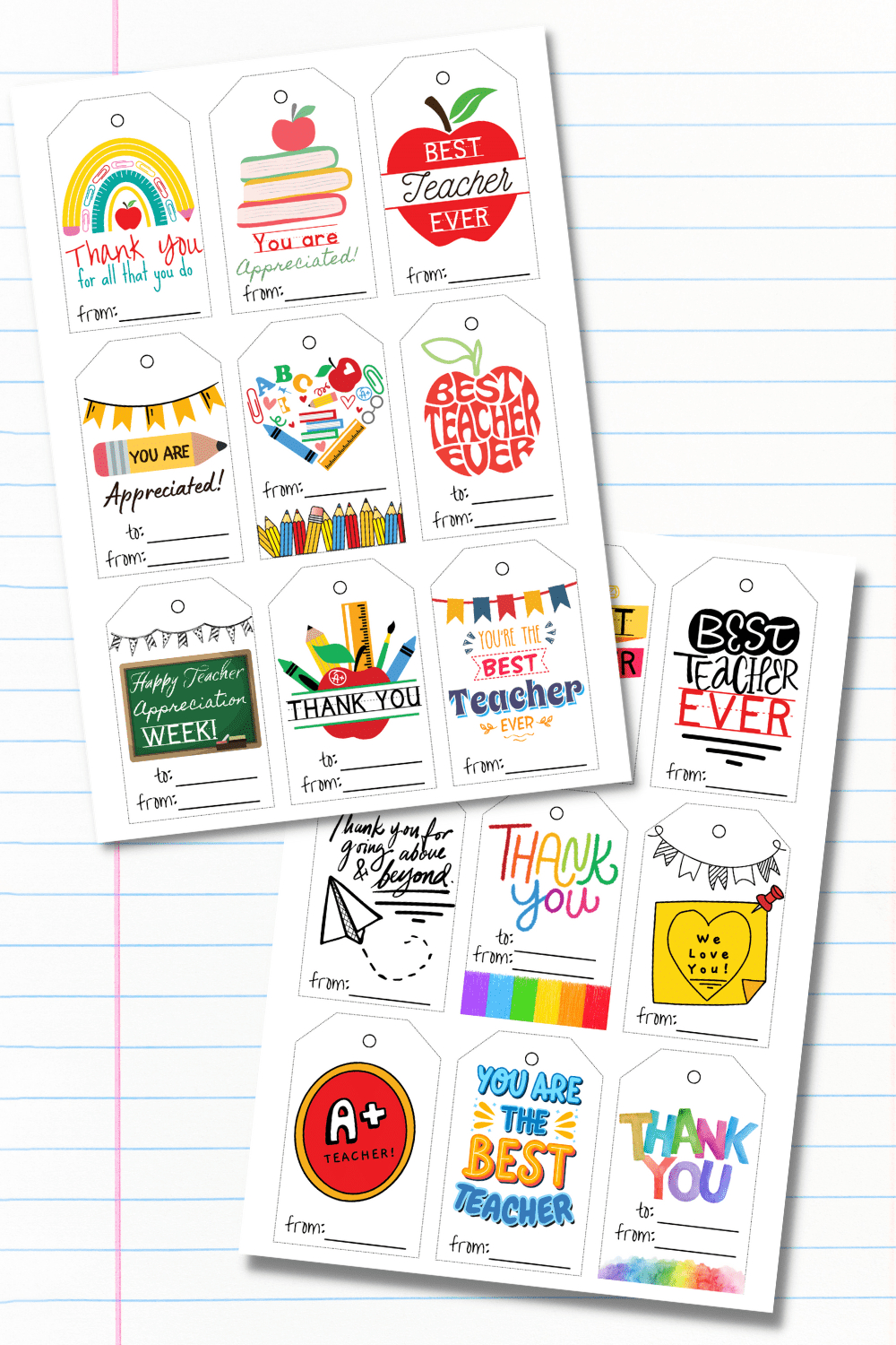 20 Free Printable Teacher Appreciation Tags - Prudent Penny Pincher inside Free Printable Teacher Tags