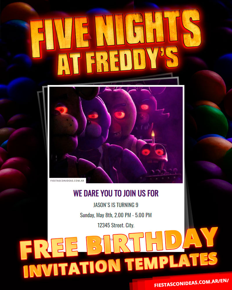 22 Free Five Nights At Freddys (Fnaf) Invitations Templates For inside Five Nights At Freddy&amp;#039;S Birthday Invitations Printable Free