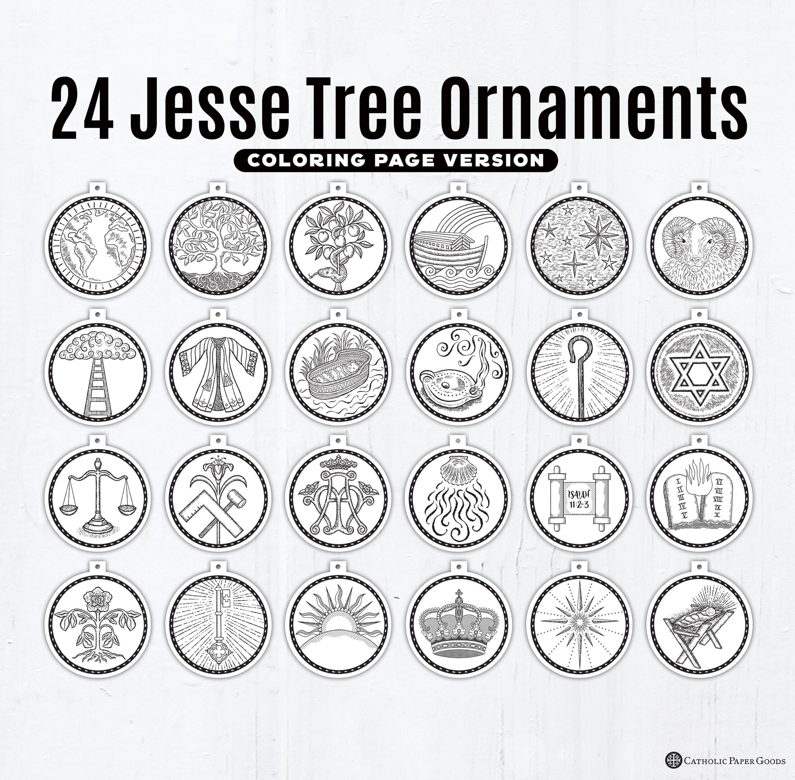 24 Jesse Tree Printable Ornaments Pdf, Coloring Page Ornaments inside Jesse Tree Ornaments Printable Free