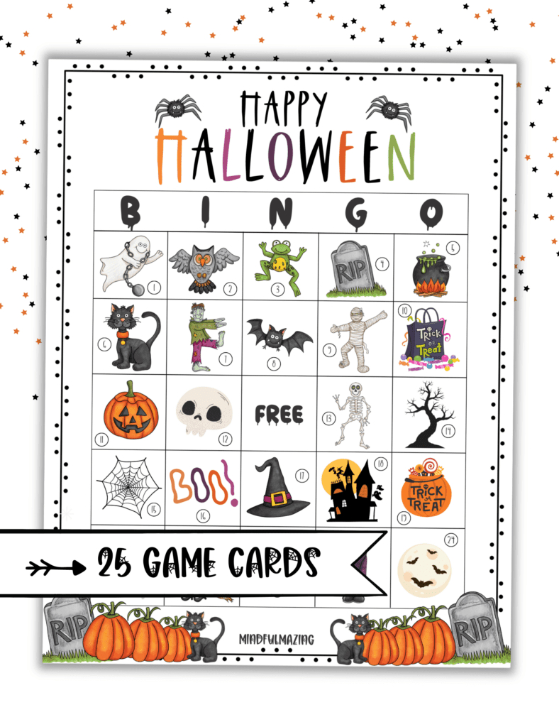 25 Free Printable Halloween Bingo Cards For Kids • Mindfulmazing regarding Free Halloween Bingo Card