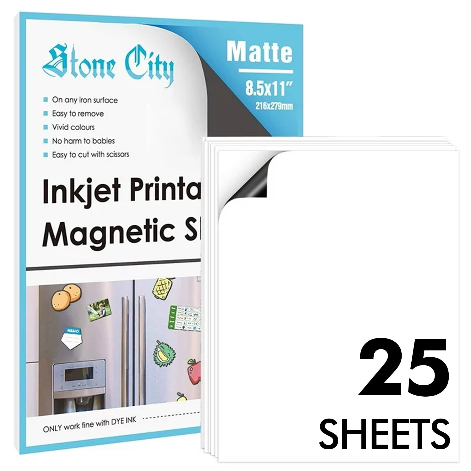 25 Pk Stone City Printable Magnetic Sheets 8.5X11 Matte Magnet Photo Paper Compatible With Inkjet + Laser Printers, Craft Cutters intended for Printable Magnet Sheets For Laser Printer