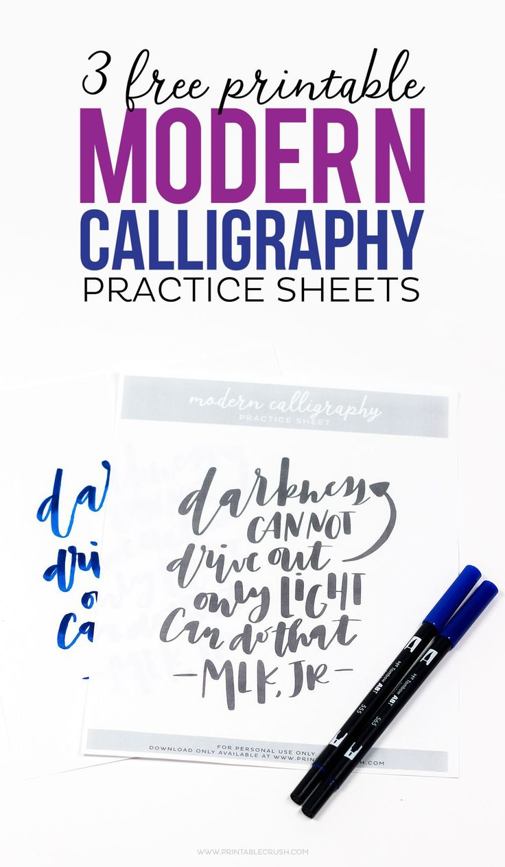 3 Free Printable Modern Calligraphy Practice Sheets within Free Printable Calligraphy Practice Sheets