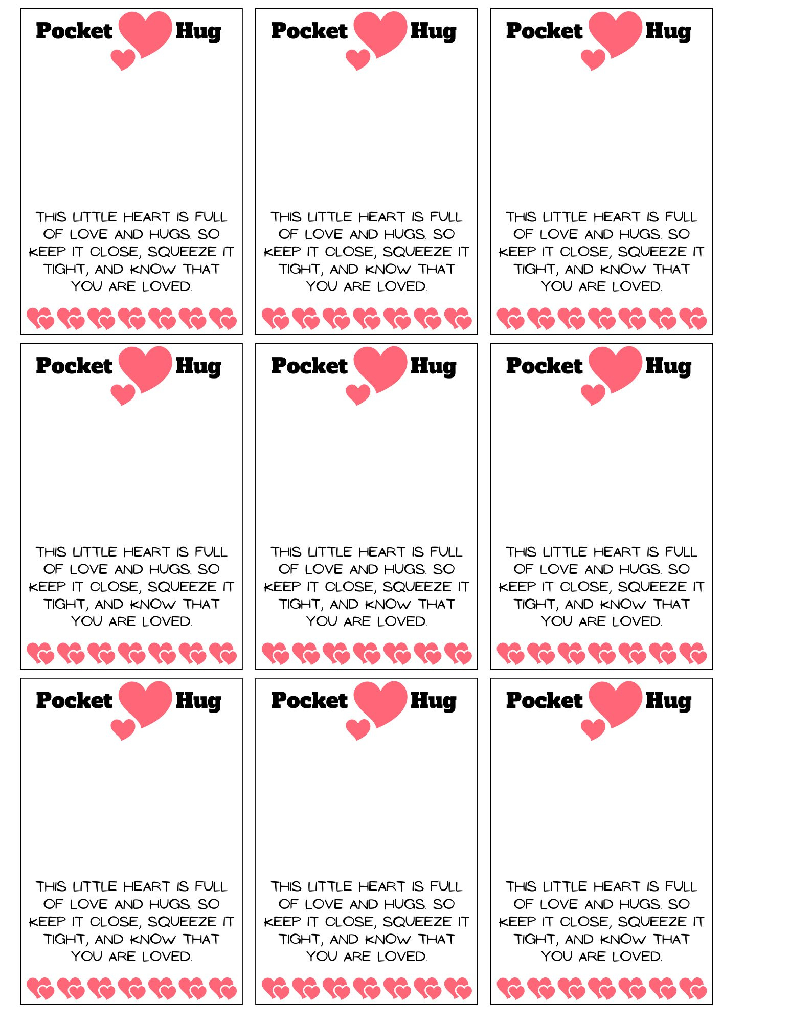 3 Pocket Hug Poems Printable Pdf File Instant Download for Free Printable Pocket Hug Cards