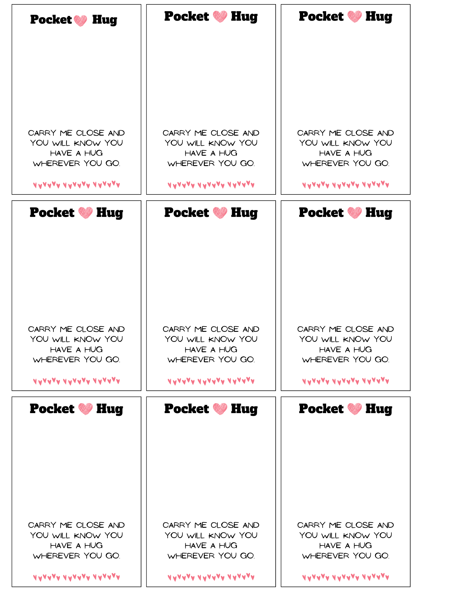 3 Pocket Hug Poems Printable Pdf File Instant Download in Free Printable Pocket Hug Cards
