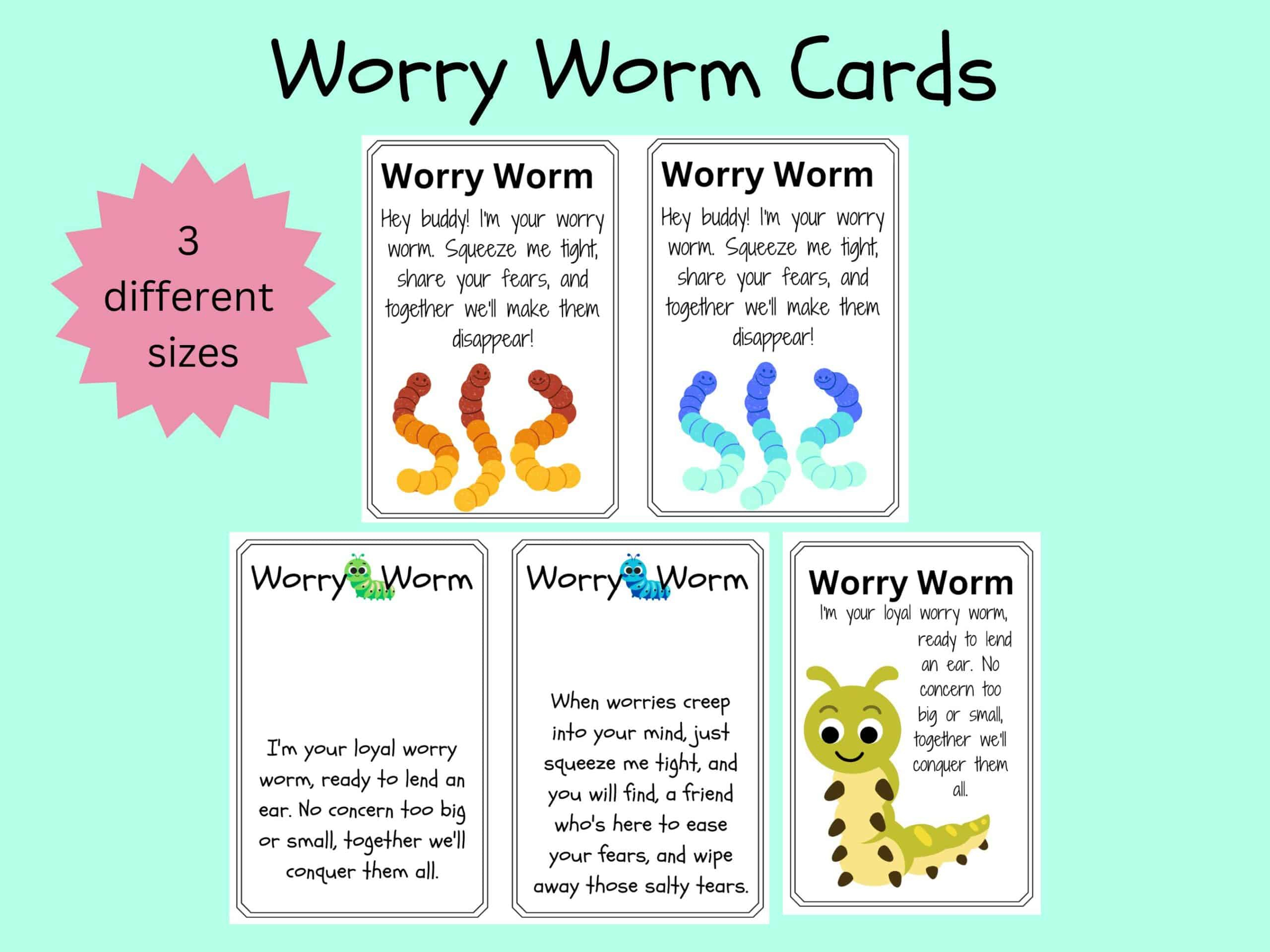 3 Worry Worm Poems Set 2 Printable Tags throughout Worry Worm Poem Free Printable