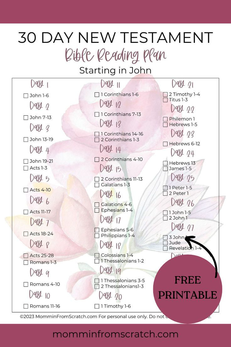 30 Day New Testament Reading Plan within Printable 30 Day Bible Reading Plan