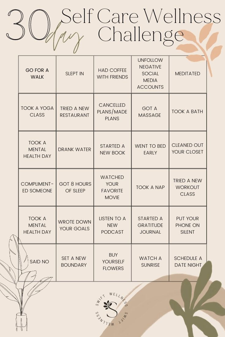30 Day Self-Care Bingo Card Challenge (Downloadable Pdf!) | Swift with regard to Self Care Bingo Cards