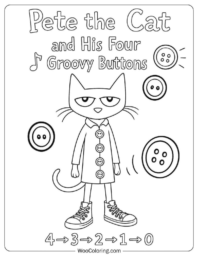 30 Pete The Cat Coloring Pages (Free Pdf To Print) | Woo Coloring for Printable Pete the Cat and His Four Groovy Buttons