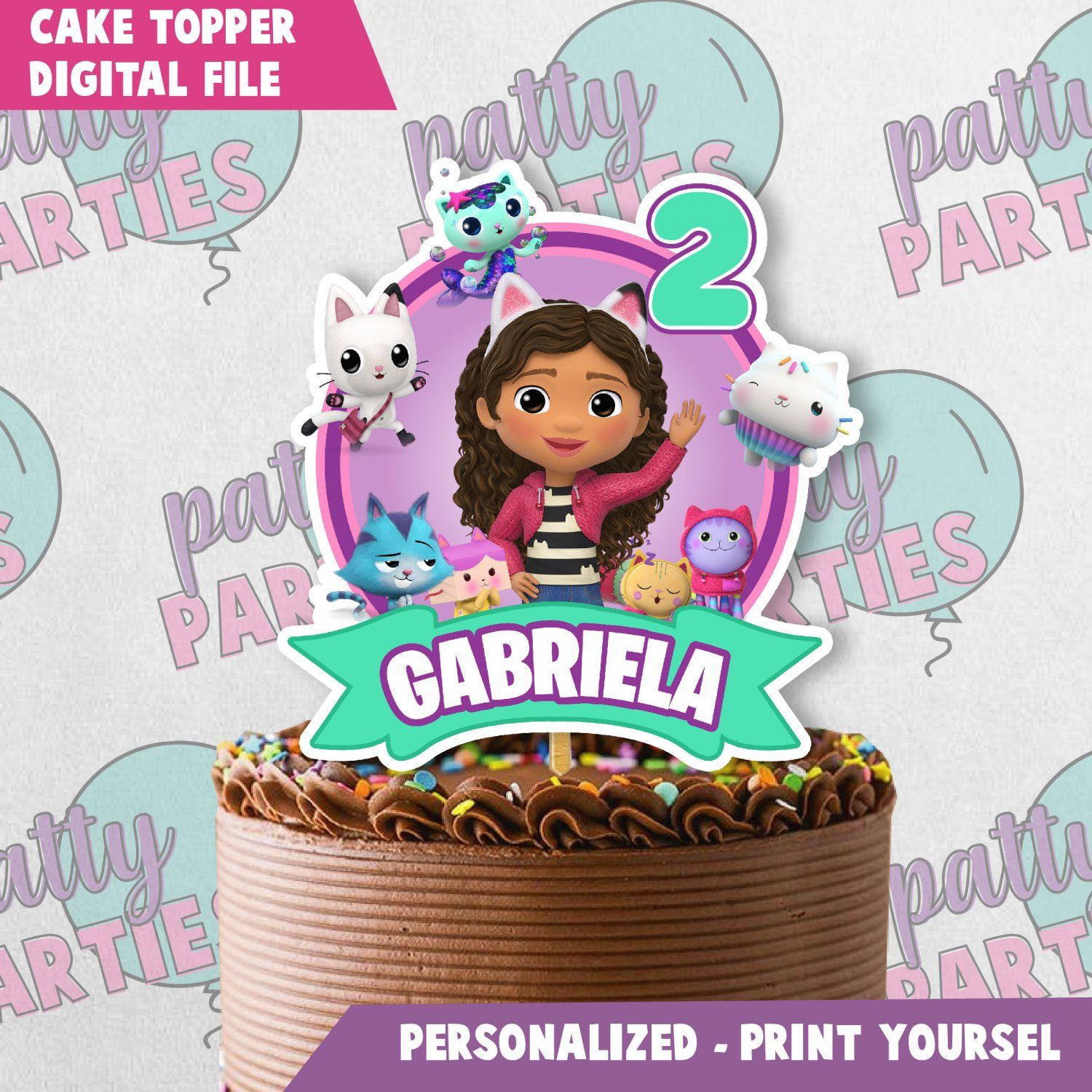 300 Ideas De Cake Topper Printable En 2025 | Decoración De Unas in Gabby Dollhouse Cake Topper Printable Free