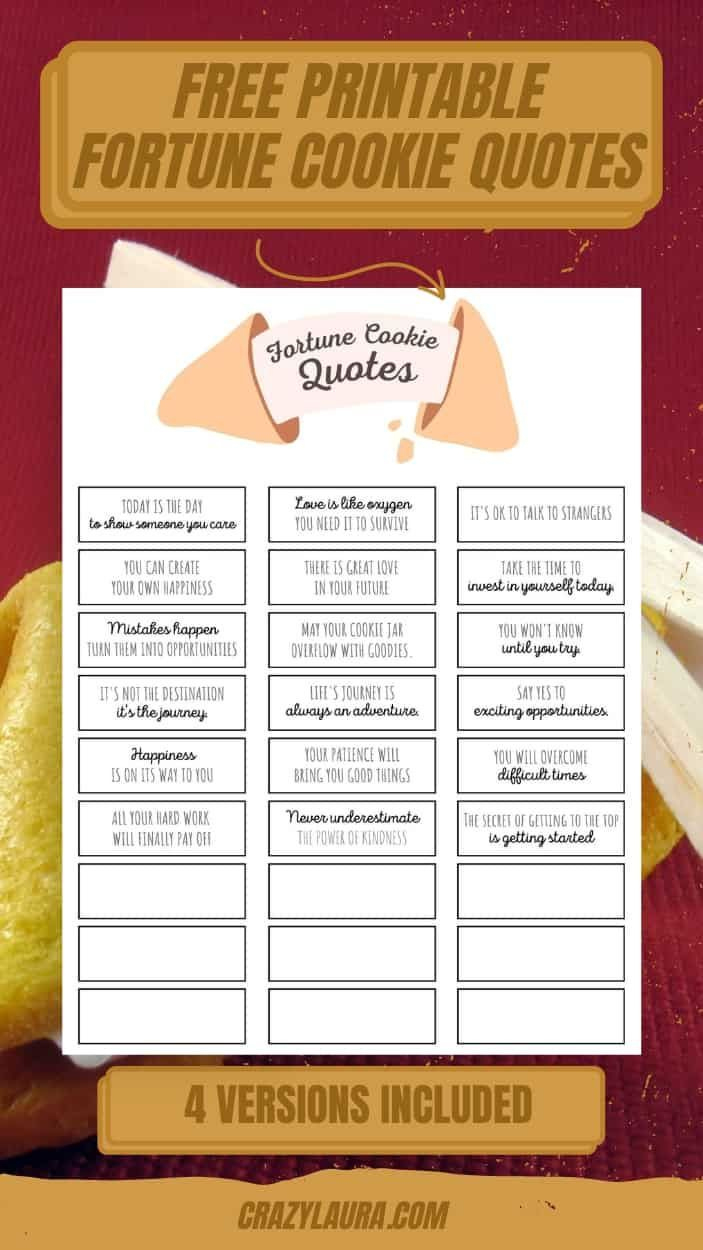 4 Free Printable Fortune Cookie Quotes within Fortune Cookie Messages Printable
