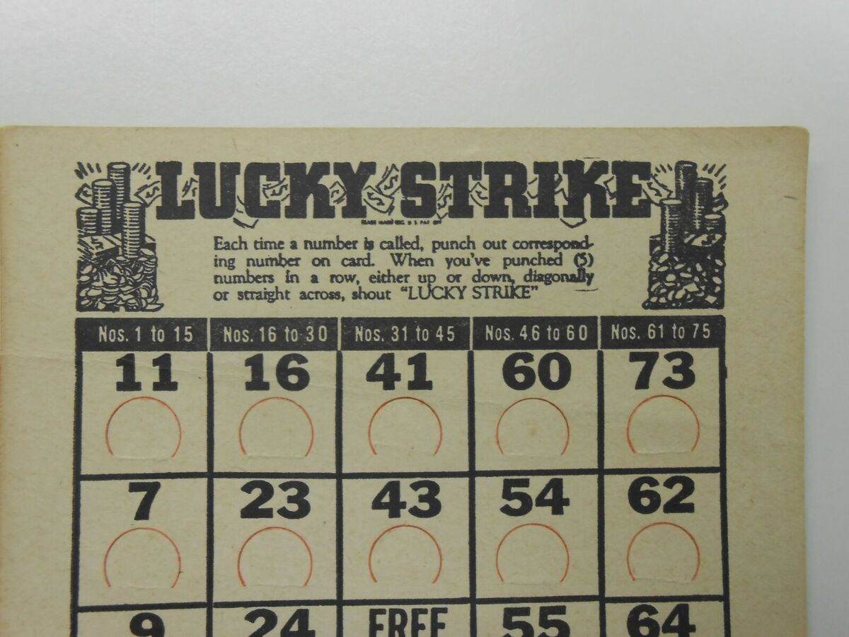 4 Lucky Strike Bingo Cards - 1936 All Different | Ebay with Bingo Punch Out Cards