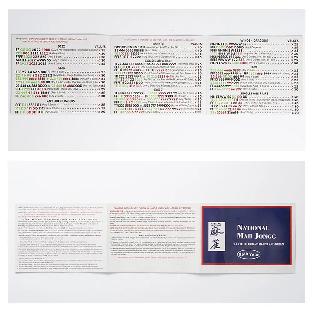 4 Pcs National Mah Jongg Card 2022 Mahjongg League Card Hands And Rules Official Mah Jongg Card Mahjong Cards For Adults in Mahjong Cards Printable 2022