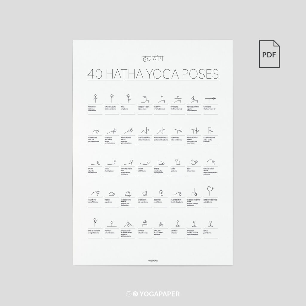 40 Hatha Yoga Poses - Yoga Paper with regard to Free Printable Hatha Yoga Poses Chart