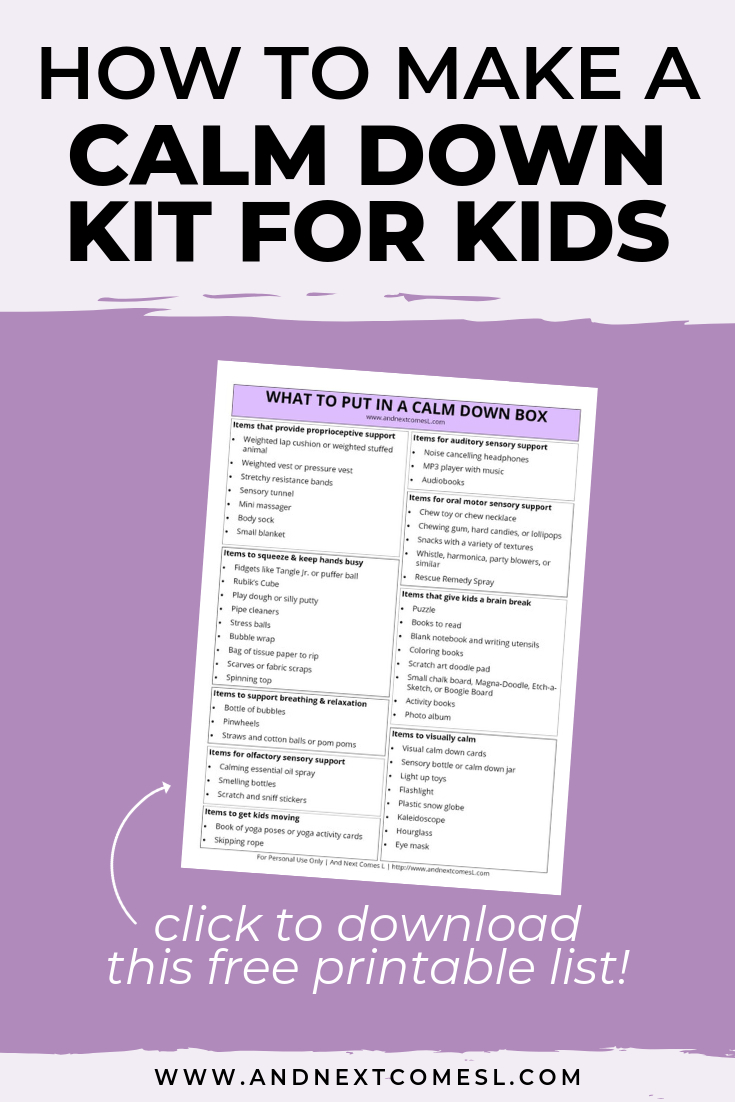 40+ Things To Put In A Calm Down Kit For Kids {Free Printable intended for Calm Down Kit Free Printables
