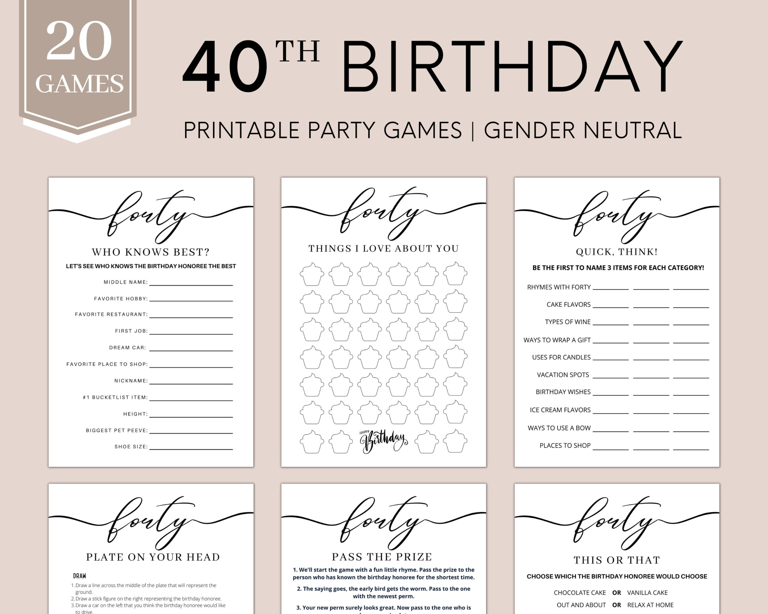 40Th Birthday Games | 40Th Party Games | 40Th Birthday Games Women for 40th Birthday Games Free Printable