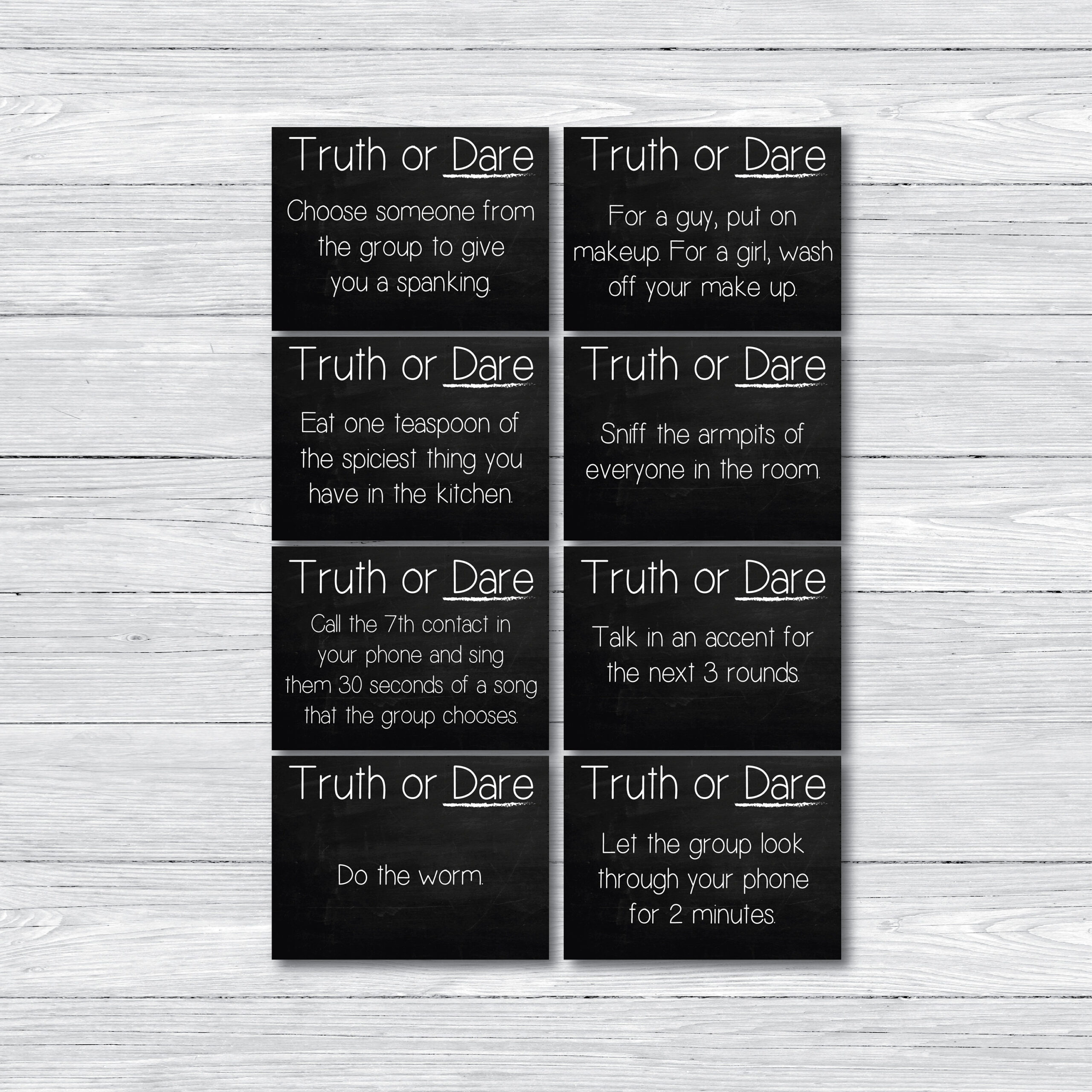 48 Printable Truth Or Dare Cards, Truth Or Dare Party Cards pertaining to Printable Truth Or Dare Cards For Adults
