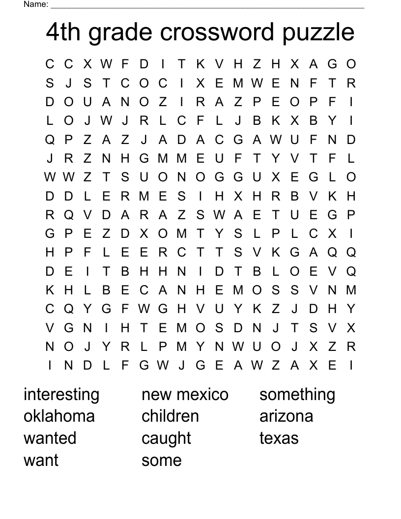 4Th Grade Crossword Puzzle Word Search - Wordmint intended for Printable Crossword Puzzles For 4th Graders