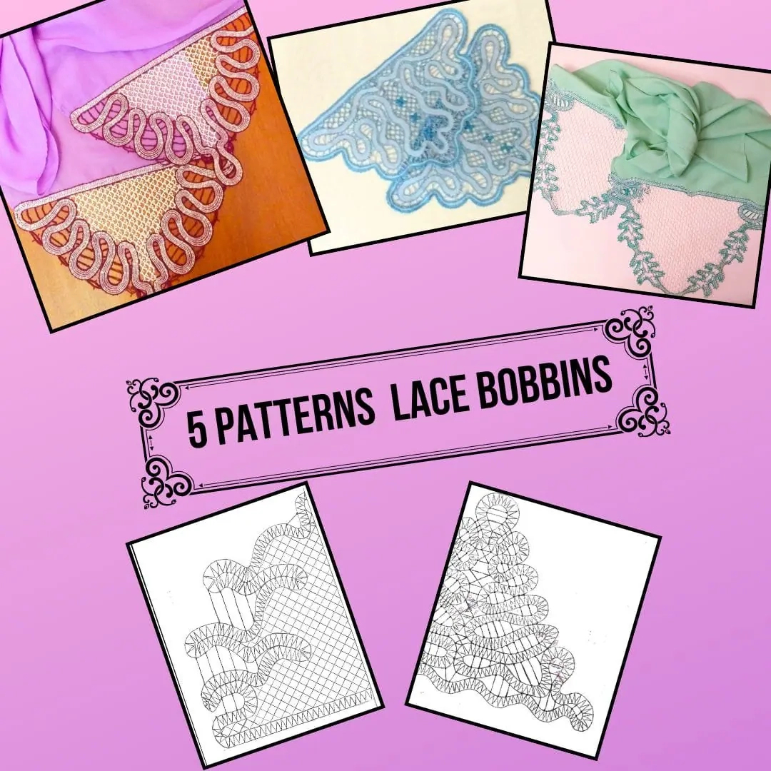 5 Bobbin Lace Patterns For Scarf. Pdf Printable. inside Printable Bobbin Lace Patterns Free Download