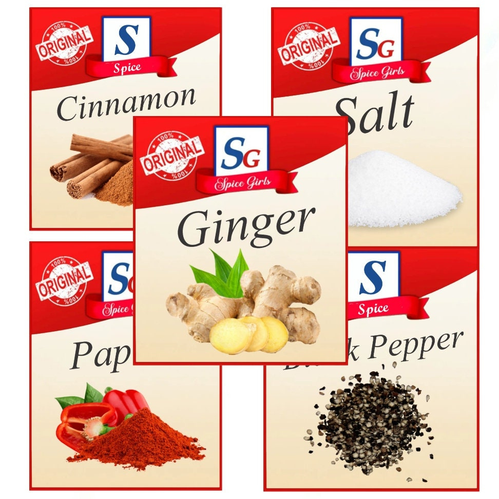 5 Spice Labels Png, Cinnamon, Ginger, Salt, Black Pepper, And intended for Downloadable Free Printable Mccormick Spice Labels