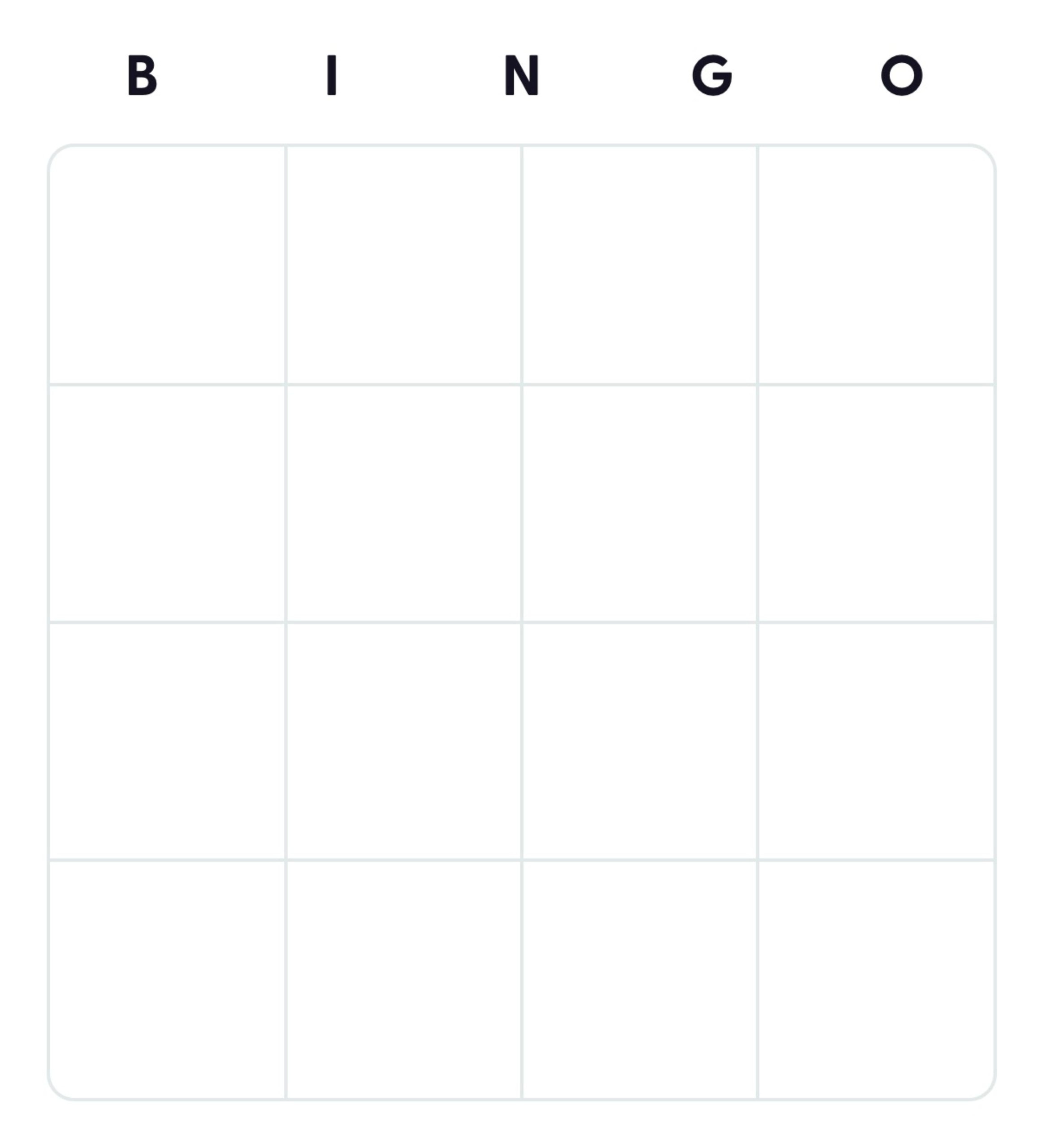 50+ Free Printable Blank Bingo Card Templates - Bingo Card Creator with regard to Blank Bingo Card 4x4