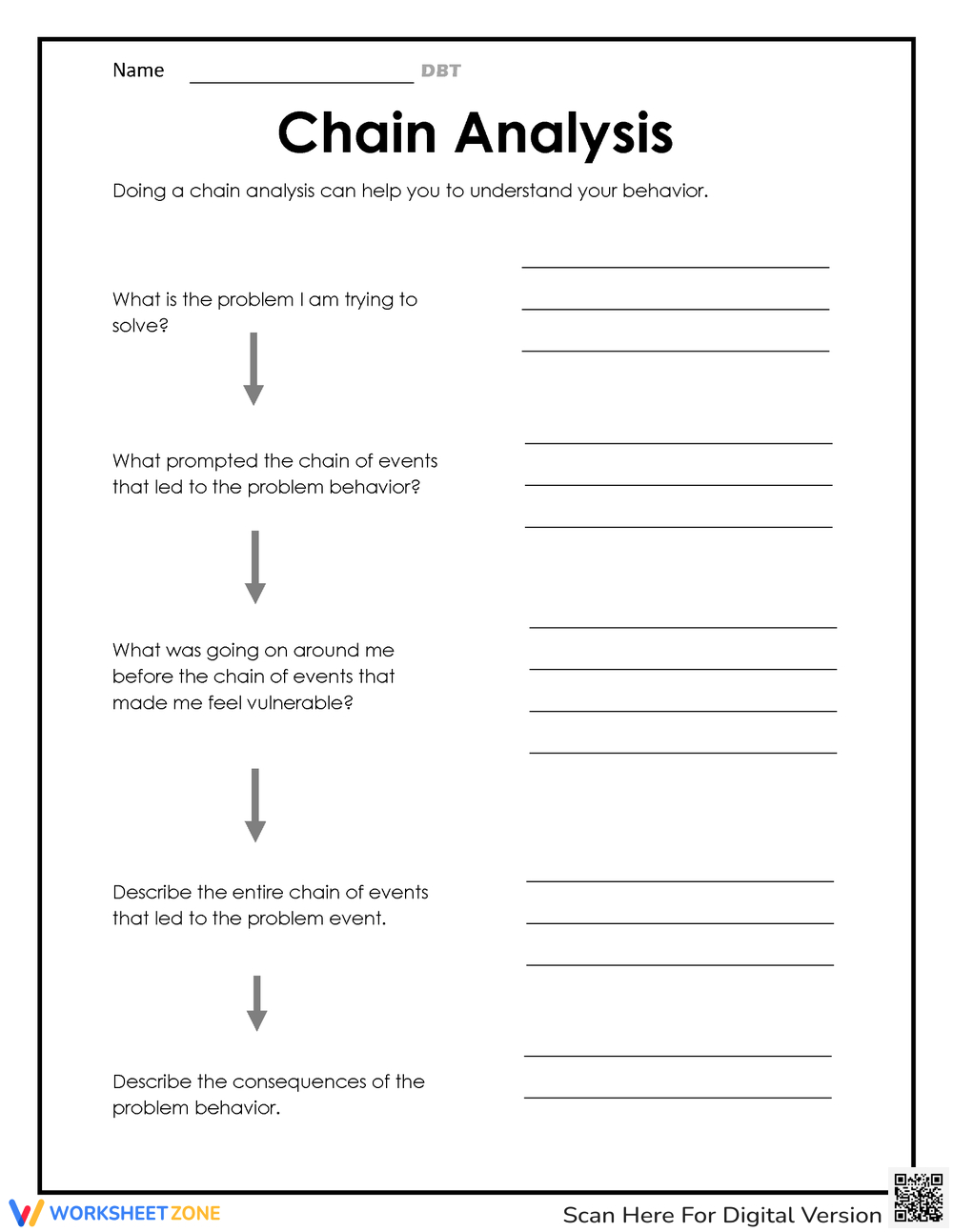 50+ Free Printable Dbt Chain Analysis Worksheets For Students throughout Free Printable Printable Dbt Behavior Chain Analysis Worksheet