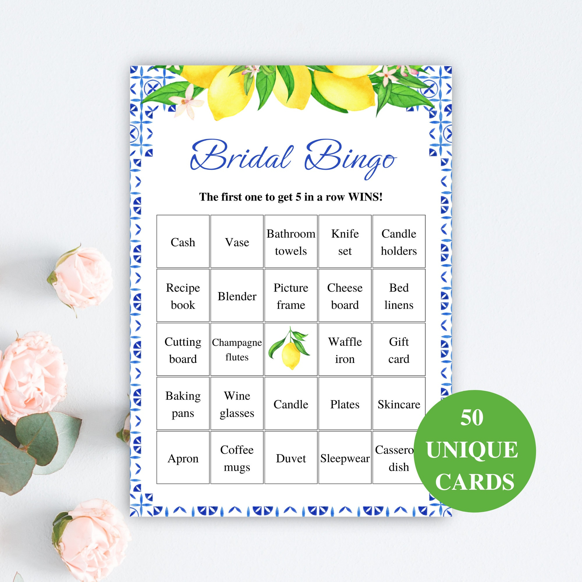 50 Printable Bridal Shower Bingo Cards, Prefilled Bridal Bingo in Printable Bridal Bingo Cards