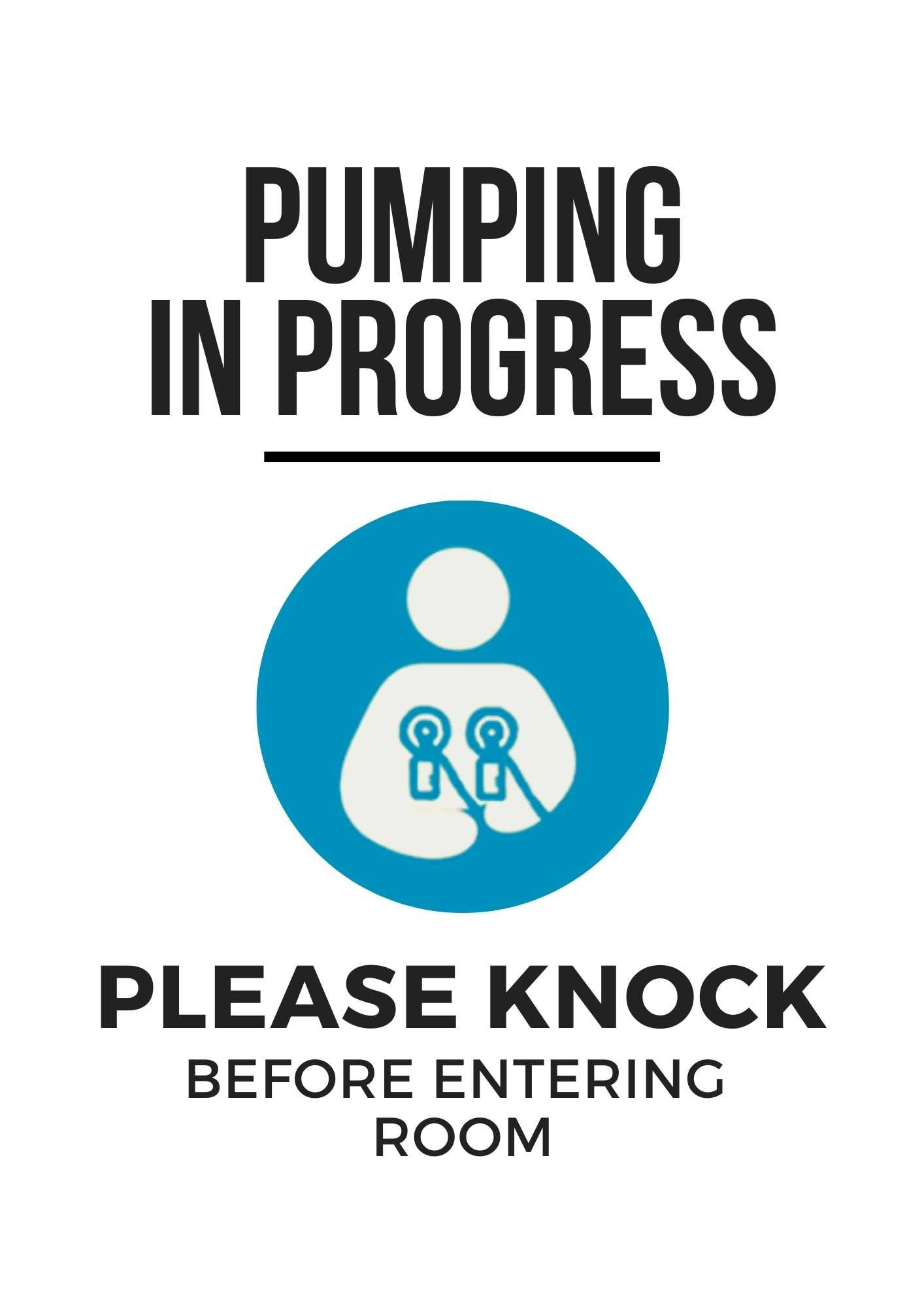 6 Free Pumping In Progress Signs! — Milkology® regarding Pumping in Progress Sign Printable