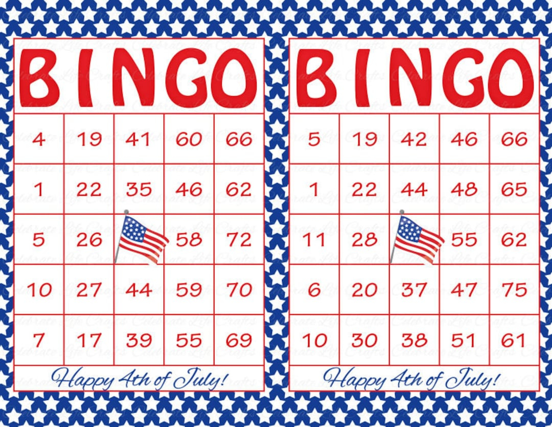 60 4Th Of July Printable Bingo Cards - Patriotic Theme, Stars throughout 4th of July Bingo Cards Printable