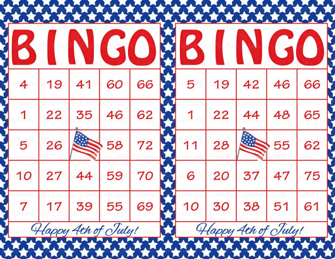 60 4Th Of July Printable Bingo Cards - Patriotic Theme, Stars within 4Th Of July Bingo Cards