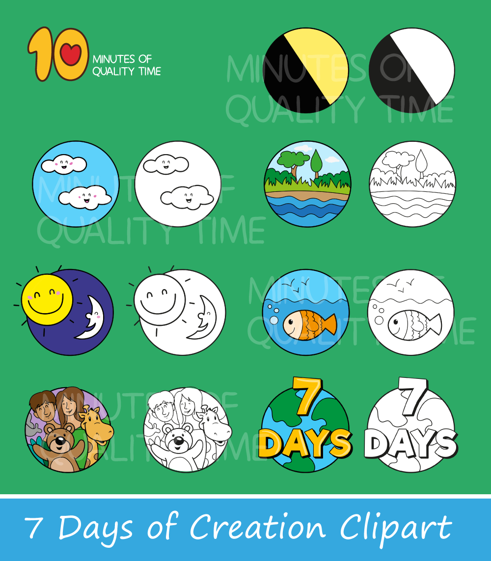 7 Days Of Creation Clipart – 10 Minutes Of Quality Time inside Printable 7 Days of Creation