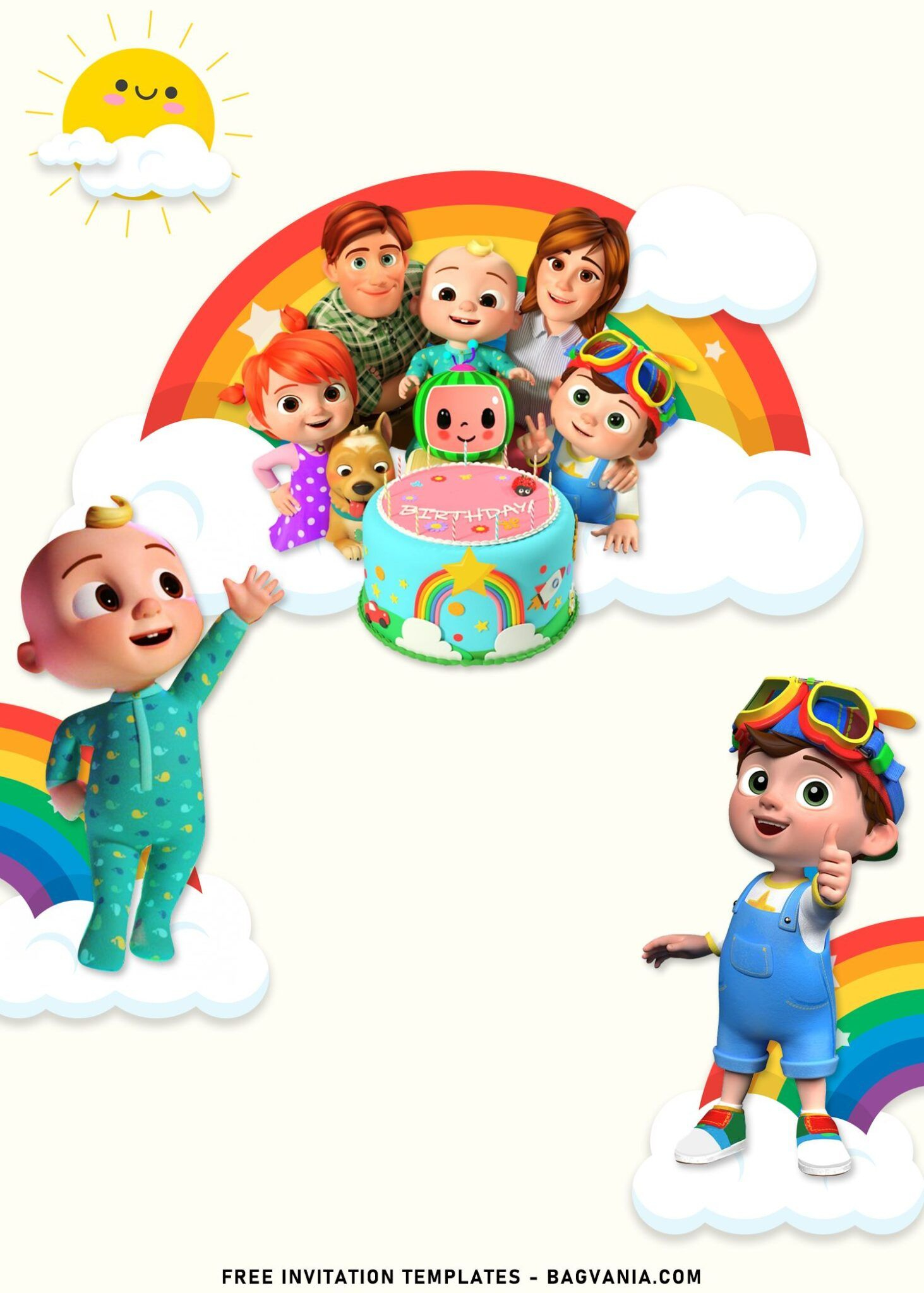 7+ Rainbow Baby Cocomelon Birthday Invitation Templates with Printable Downloadable Blank Cocomelon Invitation Template Free