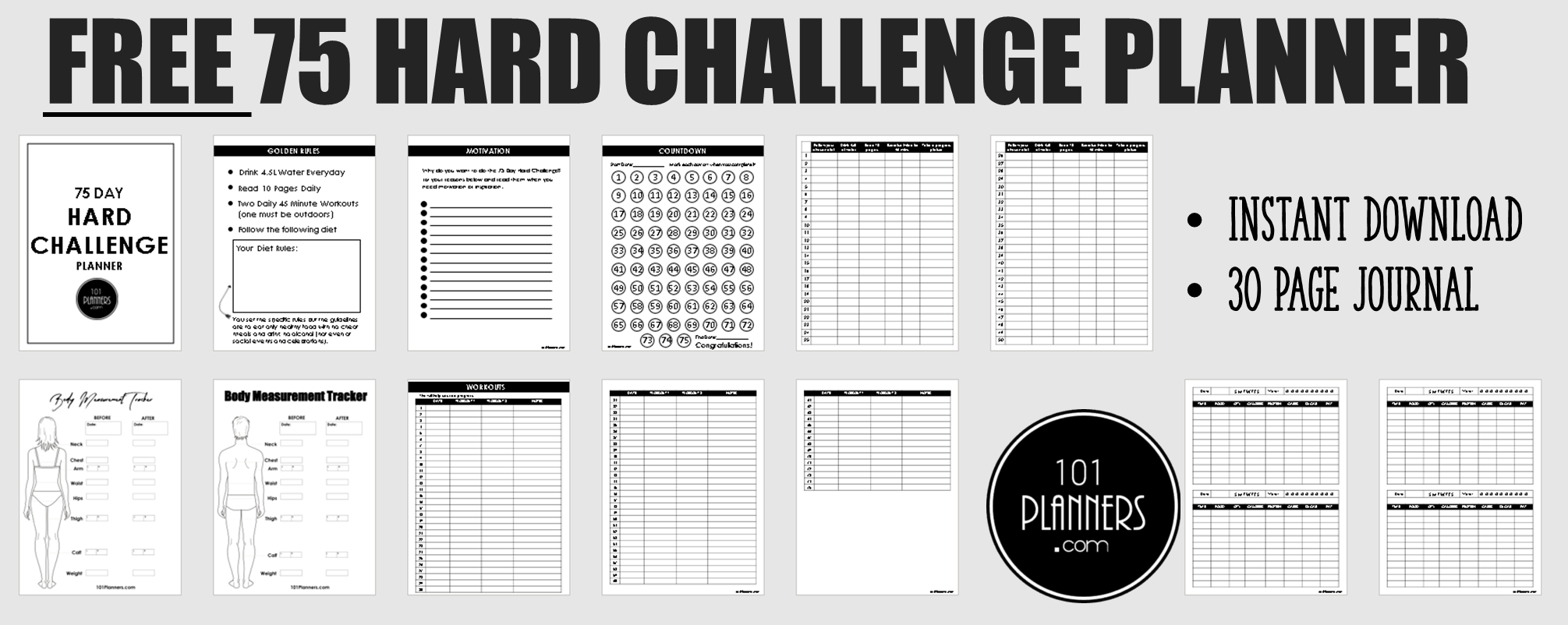 75 Hard Challenge Rules &amp;amp; Pdf Planner | How To Do It! for 75 Hard Challenge Free Printable