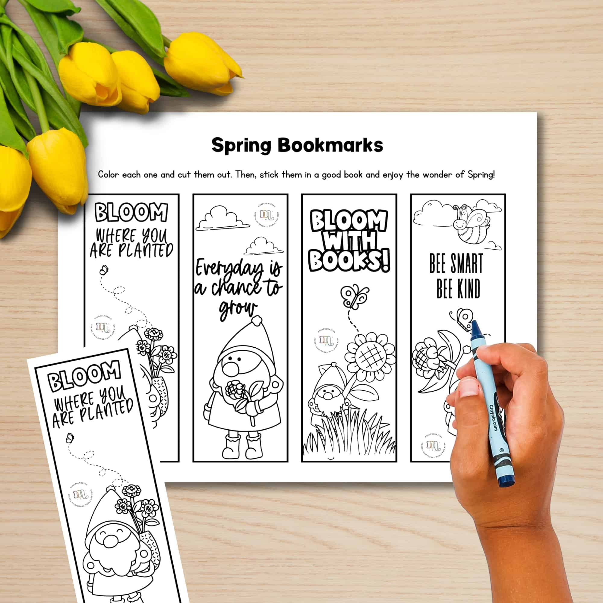8 Free Printable Spring Coloring Bookmarks For Kids in Free Printable Spring Bookmarks