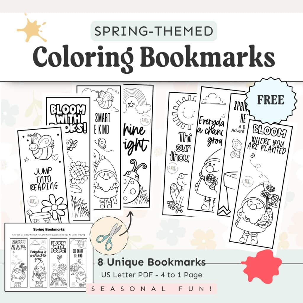 8 Free Printable Spring Coloring Bookmarks For Kids regarding Free Printable Spring Bookmarks
