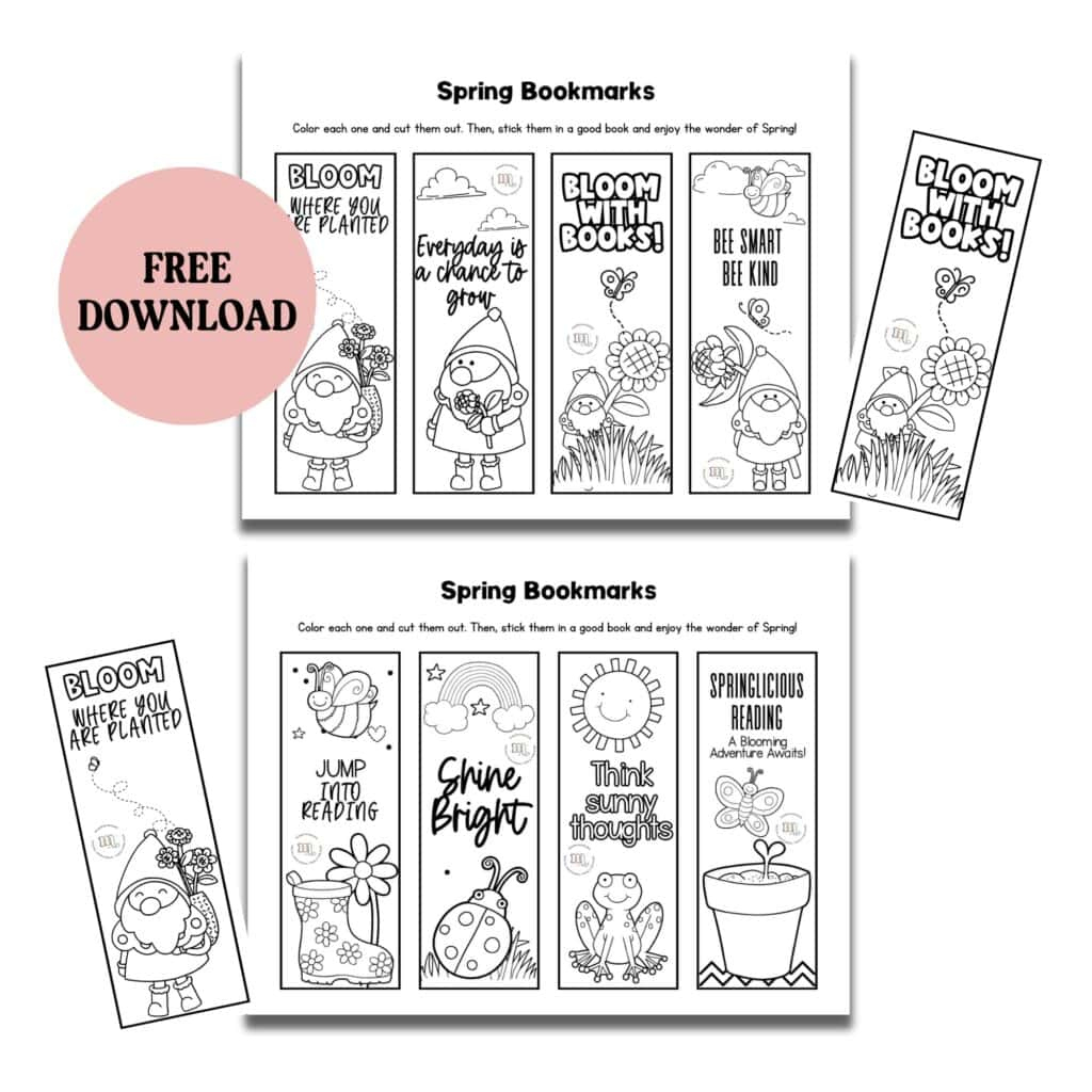 8 Free Printable Spring Coloring Bookmarks For Kids within Spring Bookmarks Free Printable