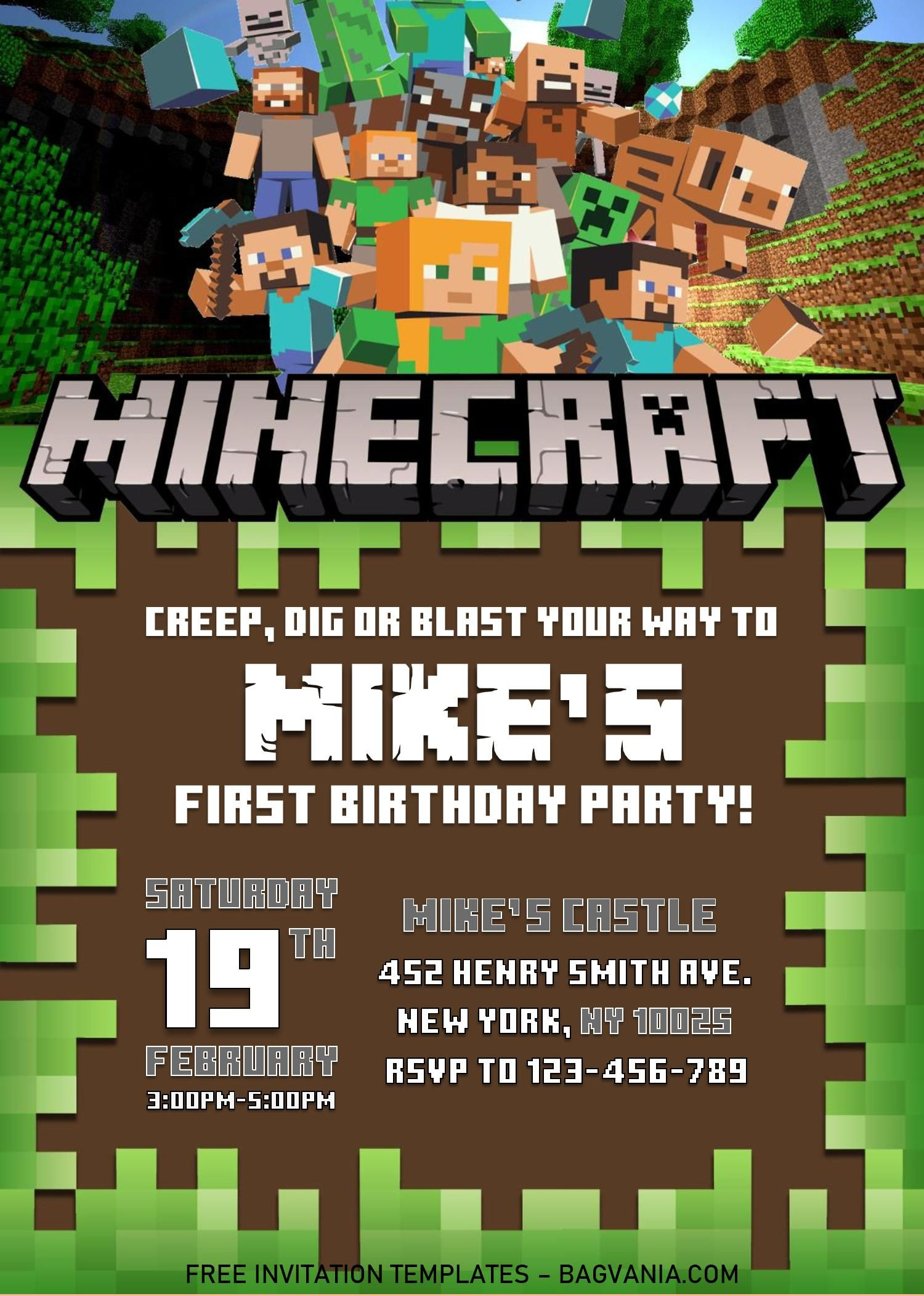 8 Minecraft Birthday Invitations Ideas | Minecraft Birthday throughout Downloadable Free Printable Minecraft Birthday Invitations
