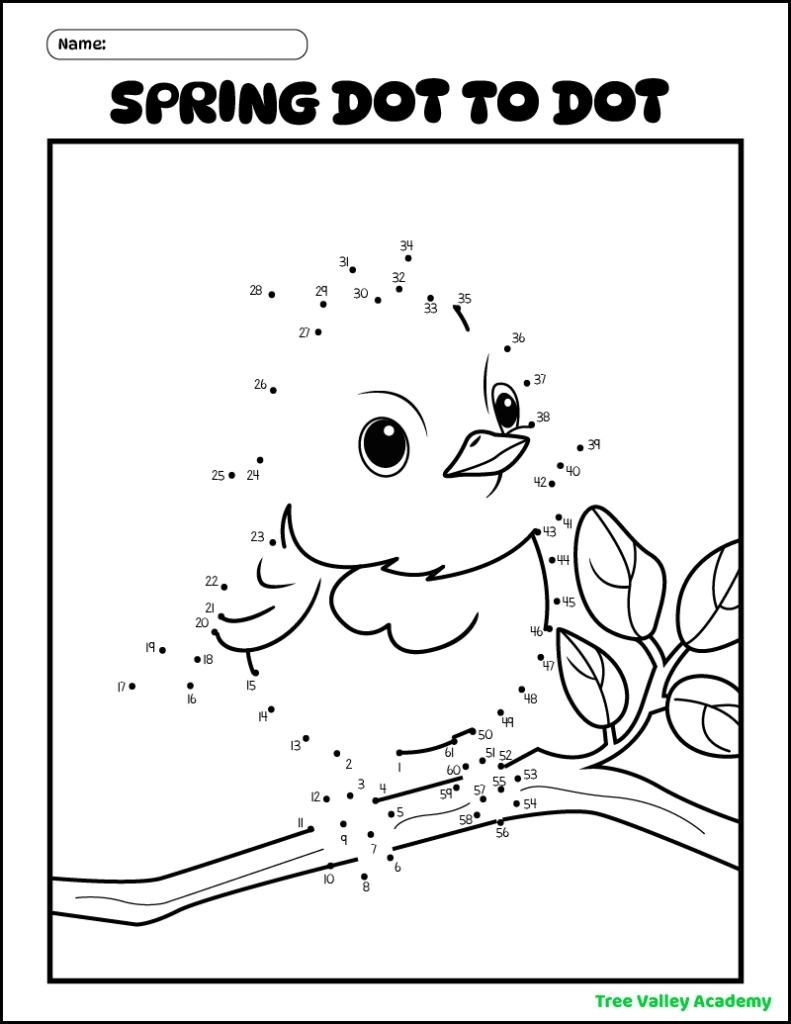 8 Spring Connect The Dots Coloring Pages - Tree Valley Academy pertaining to Spring Dot To Dot Printables