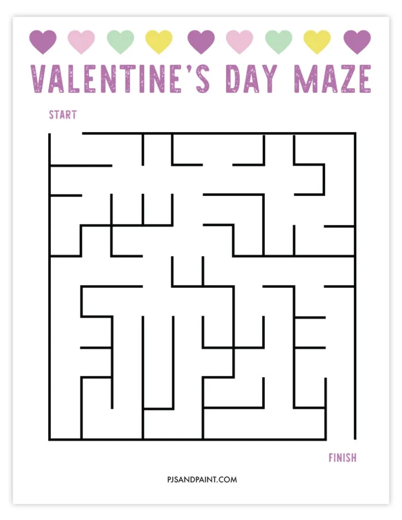 9 Free Printable Valentine&amp;#039;S Day Mazes - Pjs And Paint in Free Printable Valentine Maze