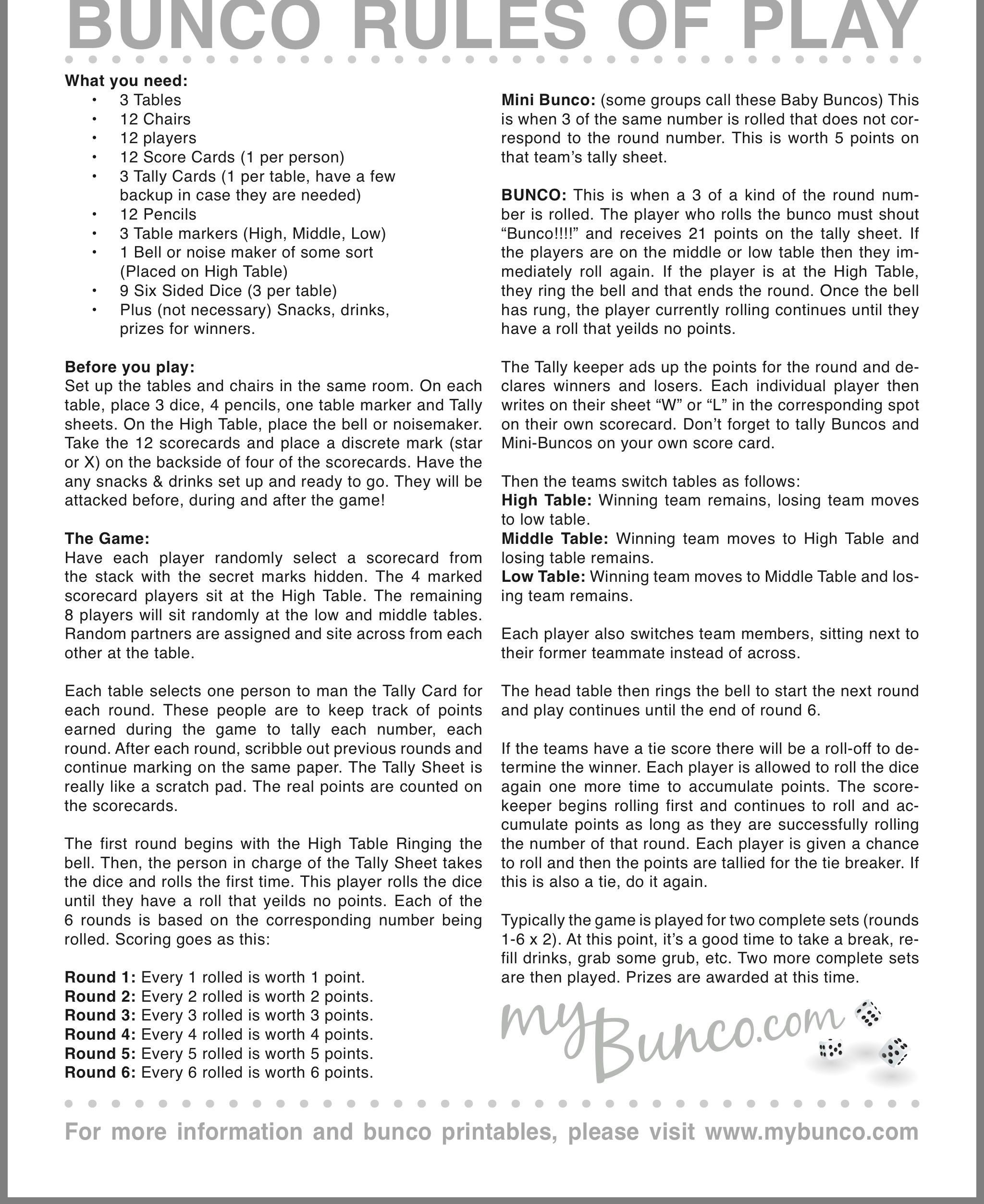 9 Party Games Ideas | Party Games, Bunco Game, Bunco Party with Pdf Printable Free Bunco Rules Printable