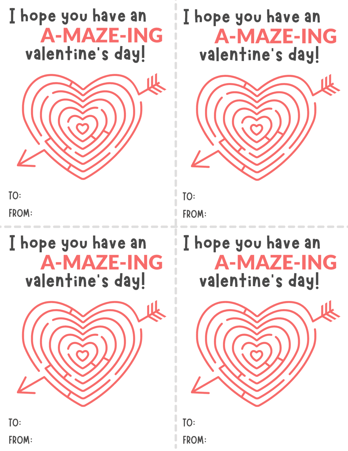 A-Maze-Ing Valentine&amp;#039;S Day Free Printable Cards For Kids inside Free Printable Valentine Maze