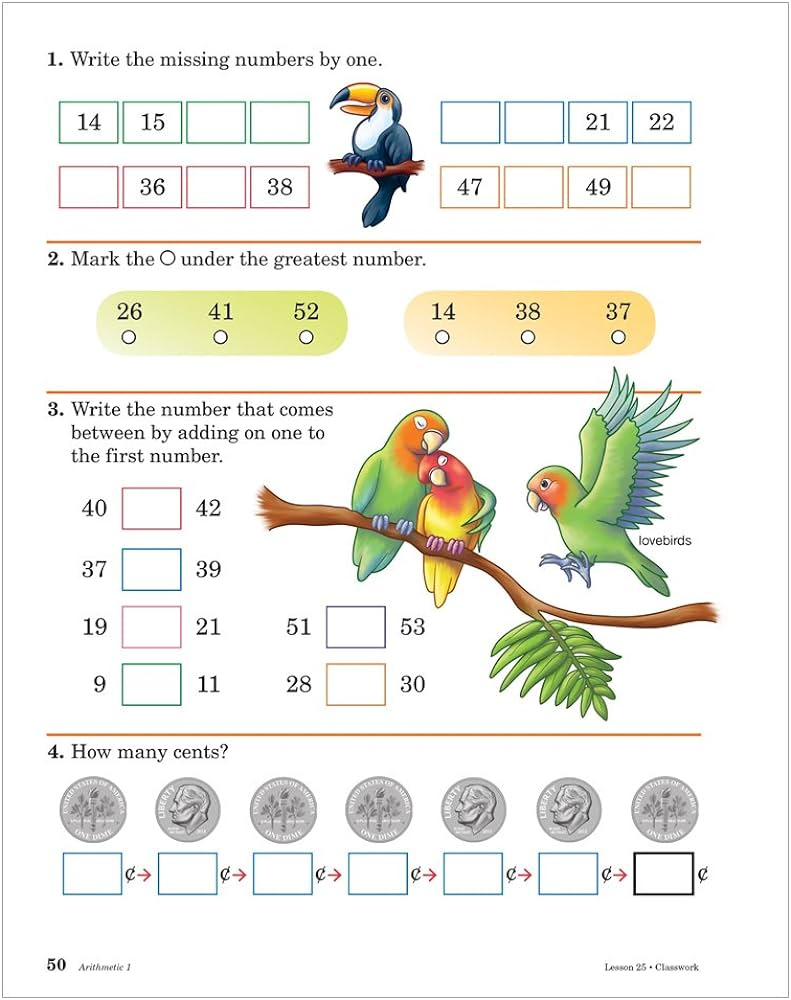 Abeka Arithmetic 1 1St Grade 1 Mathematics Student Work Text intended for Free Printable Abeka Worksheets