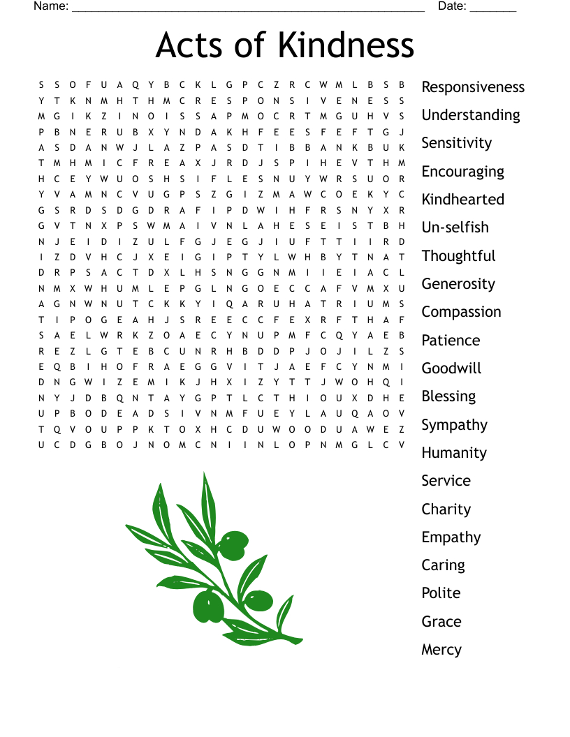 Acts Of Kindness Word Search - Wordmint with regard to Kindness Word Search Printable