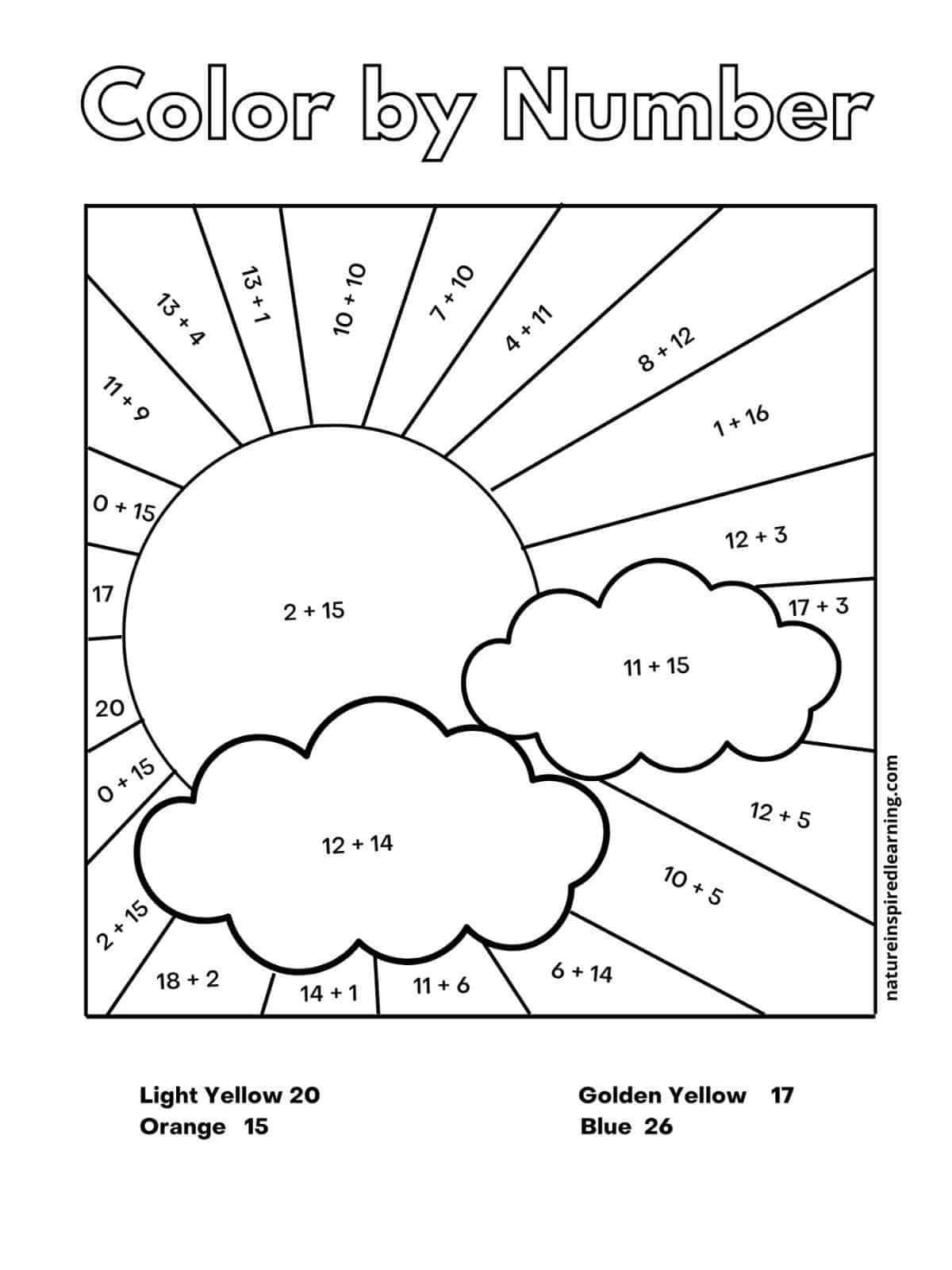 Addition Colornumber Worksheets - Nature Inspired Learning pertaining to Color By Addition Worksheet Printable
