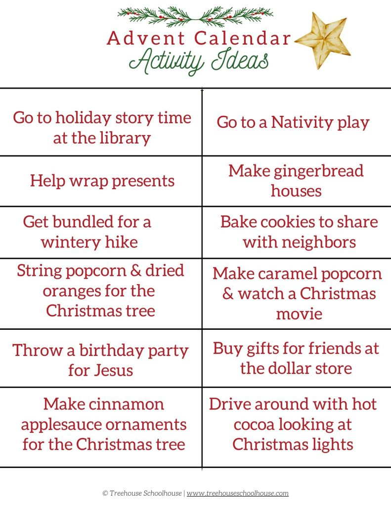 Advent Calendar Activity Ideas For Families [Free Printable Pdf within Free Printable Advent Activities