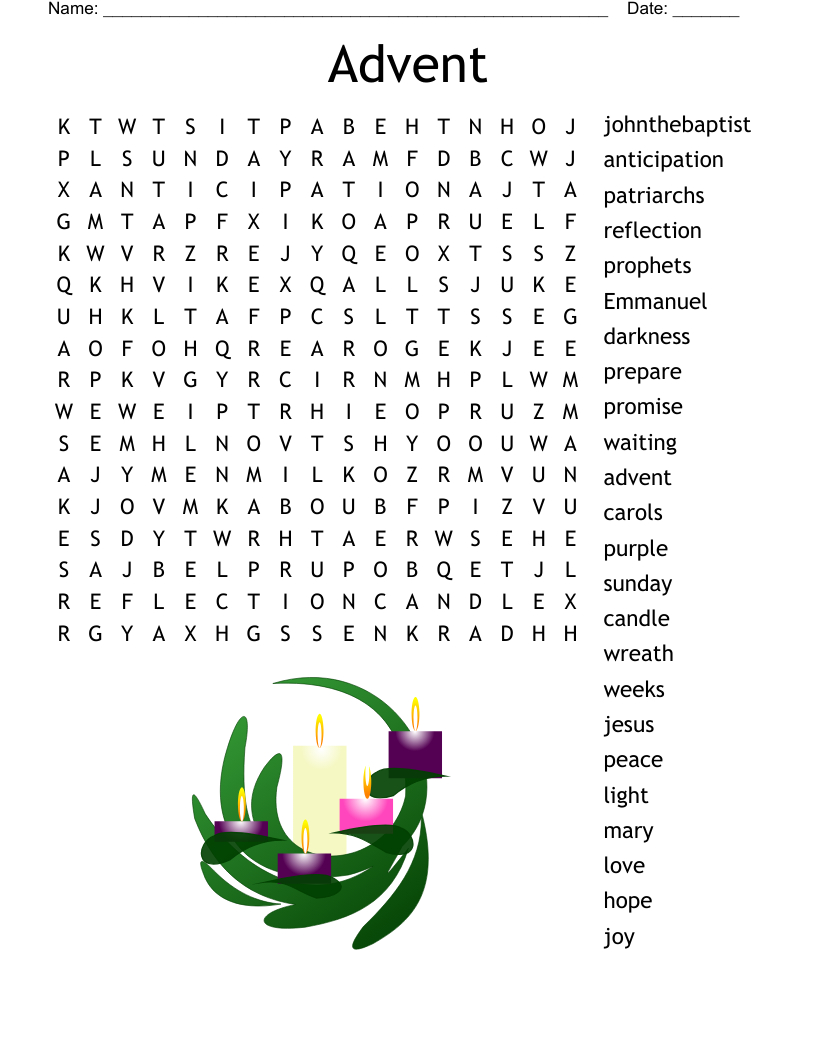 Advent Wreath Word Search - Wordmint regarding Advent Word Search Free Printable