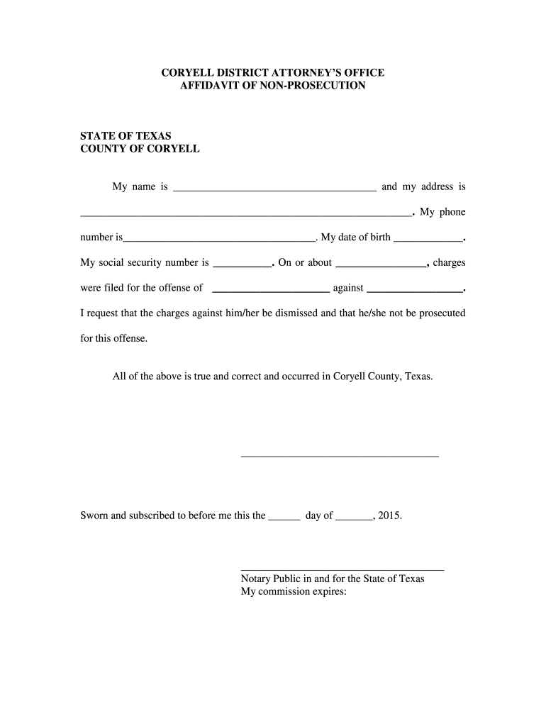 Affidavit Non Prosecution Form: Fill Out &amp;amp; Sign Online | Dochub pertaining to Printable Free Affidavit of Non Prosecution Form Texas