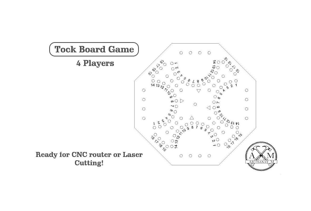 Aggravation Tock Board Game | 4 Players | Board Game Vector File with Printable Aggravation Game Board Template
