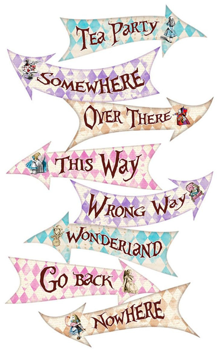 Alice In Wonderland Party Signs, Alice In Wonderland Arrows, Alice throughout Free Printable Alice In Wonderland Arrow Signs Template