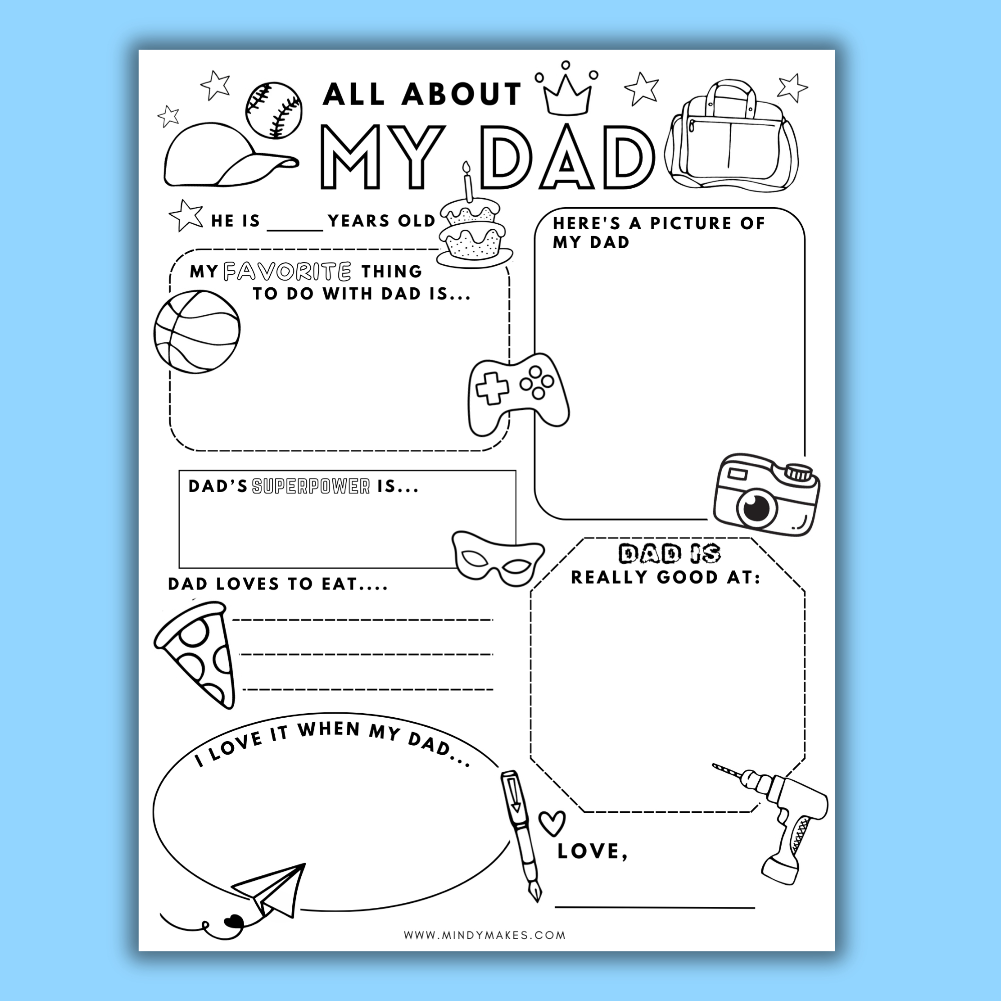 All About Dad Free Printable Pdf - Mindymakes inside Free Printable All About My Dad Worksheet